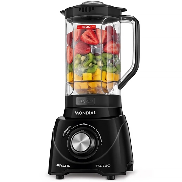 Liquidificador Mondial Patric Turbo L-98-B 550 watts 2.2 Litros 2 Velocidades + Pulsar 220V ~ 50/60 Hz - Preto