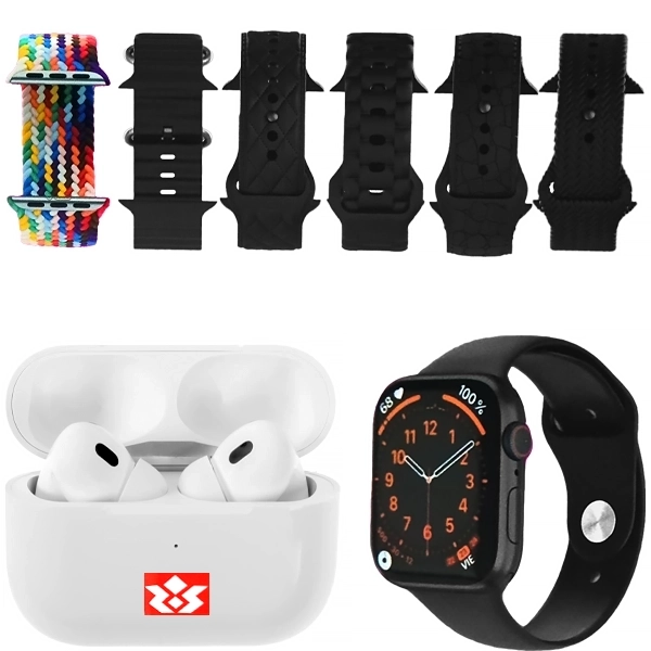 Kit Relógio K9-Combo Mini Hip Hop Bulldog 41 mm com Bluetooth - Prata/Bege