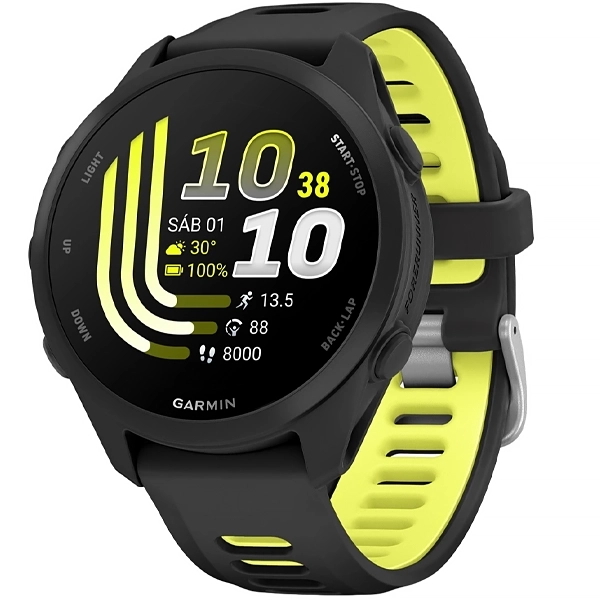 Relógio Garmin Forerunner 170 010-03920 43 mm com GPS/Bluetooth - Black/Amp Yellow