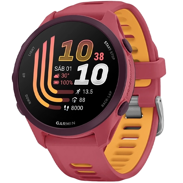 Relógio Garmin Forerunner 170 Music 010-03920 43 mm com GPS/Bluetooth - Red Pink/Mango