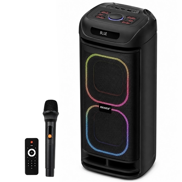 Caja de Sonido Prosper P-1061 2 de 6.5" 40 watts RMS con Bluetooth/USB/FM - Negra
