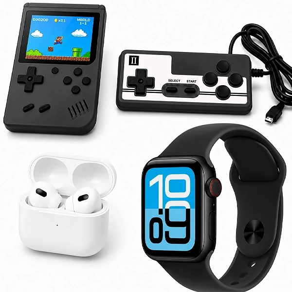 Kit Reloj K35-Combo con Bluetooth + Auricular Inalámbrico + Consola Portátil