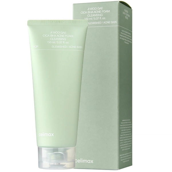 Limpiador Facial Celimax Ji Woo Gae Cica BHA Acne Foam Cleansing de 150ml  (CJ Fea)