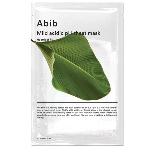 Máscara Facial Abib Mild Acidic pH Sheet Mask Heartleaf Fit - 1 Unidade  (Frasco Danificado)