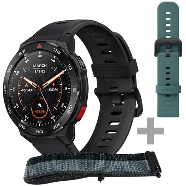 Relógio Mibro Gs Pro XPAW013 com GPS/Bluetooth - Preto + 2 Pulseiras