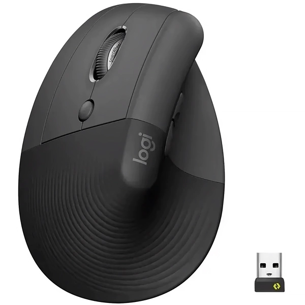 Mouse Sem Fio Logitech Lift Left Vertical (910-006467) até 4.000 DPI - Preto/Cinza