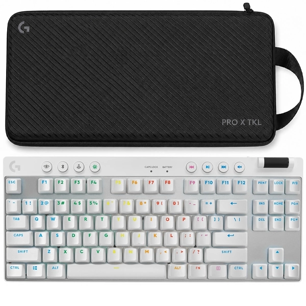 Teclado Gaming Mecânico Sem Fio Logitech Pro X TKL Lightspeed Inglês com RGB LIGHTSYNC - Branco