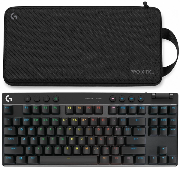 Teclado Gaming Mecânico Sem Fio Logitech Pro X TKL Lightspeed Inglês com RGB LIGHTSYNC - Preto