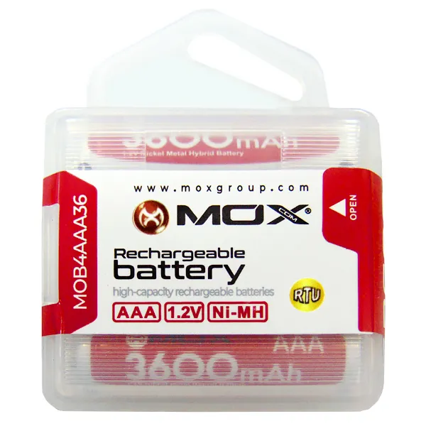 PILHA MOX RECARREGAVEL MOB4AAA36 3600MAH AAA C/4UNIDADES