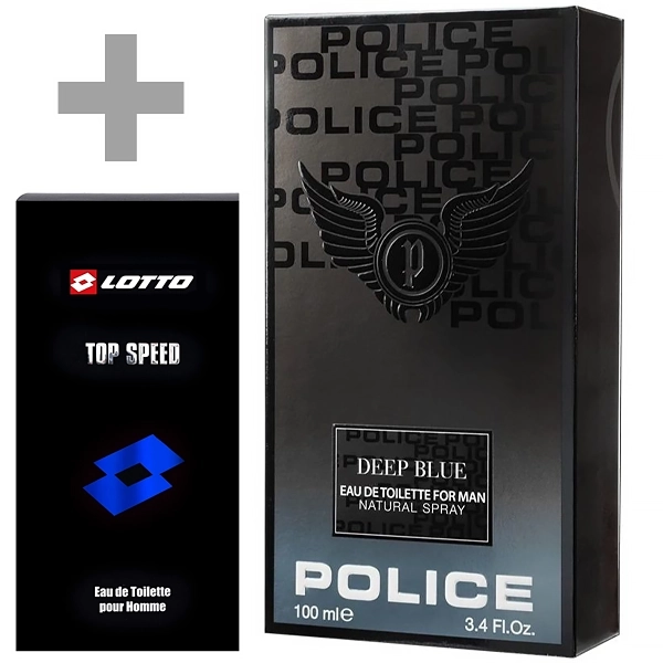 Kit Perfume Masculino POLICE Deep Blue EDT 100ml + Perfume Masculino Lotto Top Speed EDT 100ml