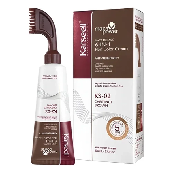 Tintura Karseell Maca Essence 6-in-1 Cream KS-02 80ml - Chestnut Brown