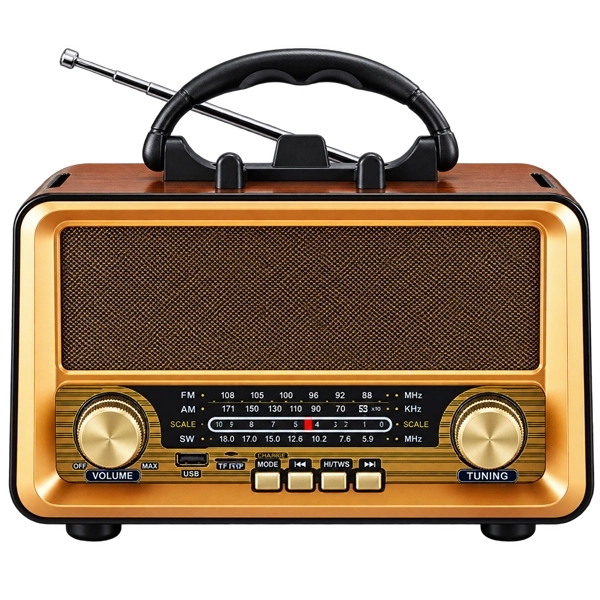 Radio Portátil MegaStar RX1006 con USB/Bluetooth - Marrón/Dorado