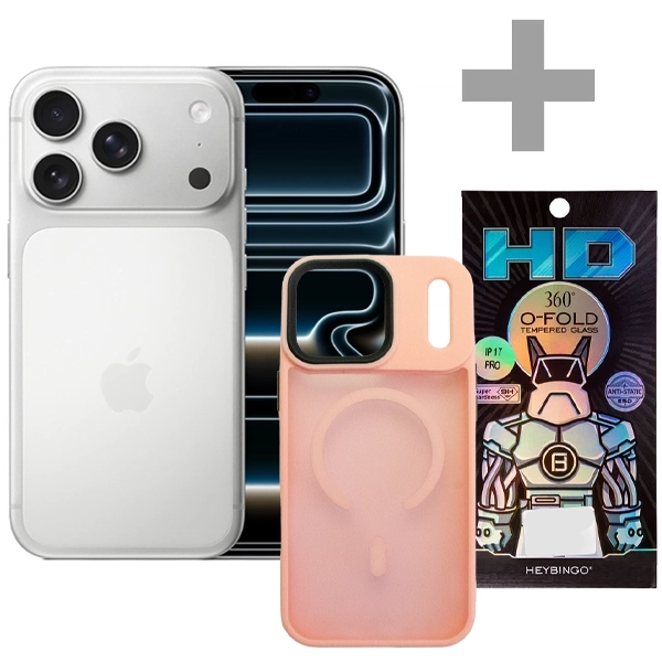 Apple iPhone 17 Pro A3256 eSIM 256GB/12GB RAM de 6.3" 48+48+48MP/18MP + Capa Rosa Transparente + Pelicula