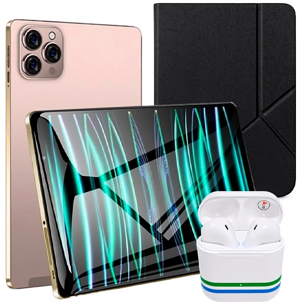 Tablet MOX MO-TP732 5G 256GB/8GB RAM de 7" 8MP/5MP - Dourado + Capa + Fone de Ouvido Sem Fio