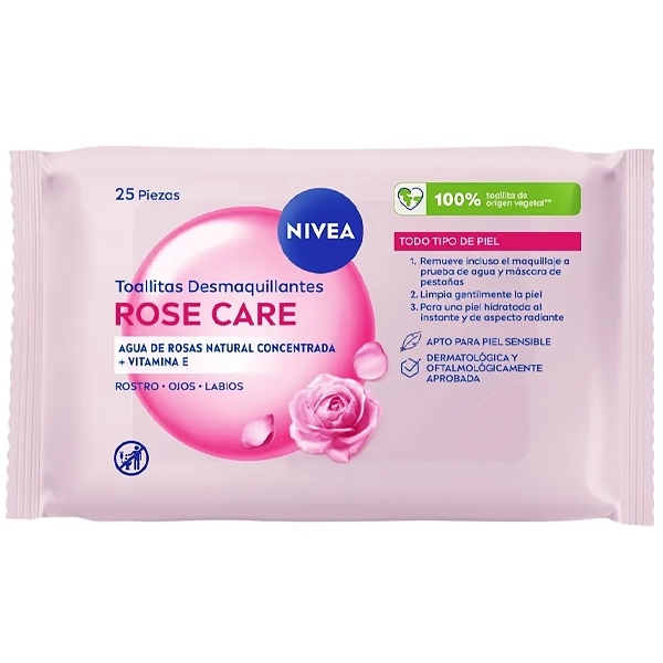 Toallita Desmaquillante NIVEA Rose Care - 25 Unidades