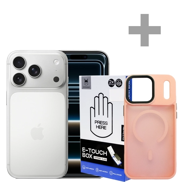 Apple iPhone 17 Pro A3256 eSIM 256GB/12GB RAM de 6.3" 48+48+48MP/18MP + Capa Rosa Transparente + Pelicula E-Touch Box