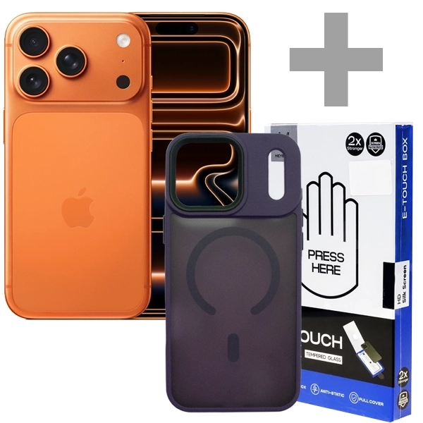 Apple iPhone 17 Pro A3256 eSIM 256GB 12GB RAM de 6.3" 48+48+48MP 18MP + Capa Roxo Transparente + Pelicula Box Privacy