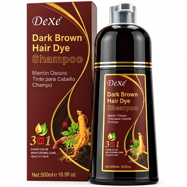 Importado Shampoo Colorante Dexe Hair Dye 3 Em 1 Dark Brown 500ML