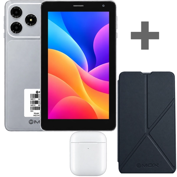 Tablet MOX MO-TP745 5G 256GB 8GB RAM de 7" 8MP 5MP - Prata + Capa + Fone de Ouvido Sem Fio