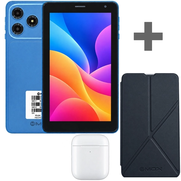 Tablet MOX MO-TP745 5G 256GB 8GB RAM de 7" 8MP 5MP - Azul + Capa + Fone de Ouvido Sem Fio