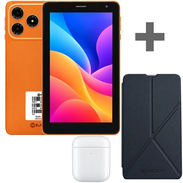 Tablet MOX MO-TP745 5G 256GB 8GB RAM de 7" 8MP 5MP - Laranja + Capa + Fone de Ouvido Sem Fio