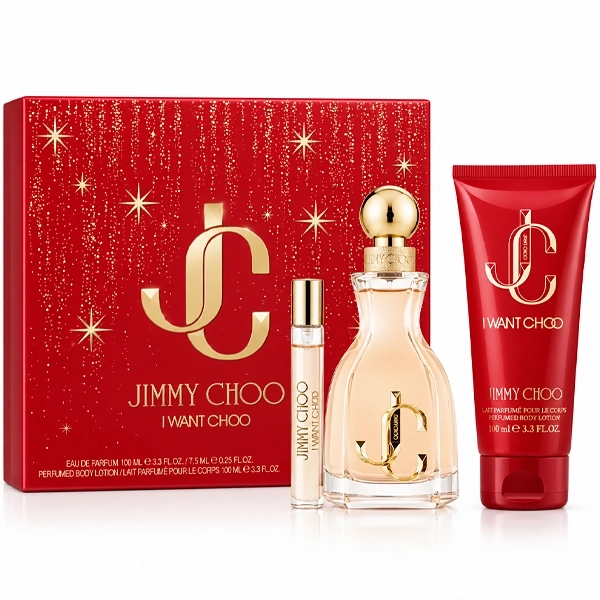 Kit Perfume Feminino Jimmy Choo I Want Choo EDP 100ml + Perfume 7.5ml + Loção Corporal 100ml