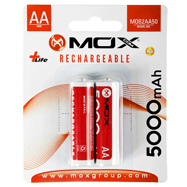 PILHA MOX RECARREGAVEL MOB2AA50 5000MAH AA C/2UNIDADES