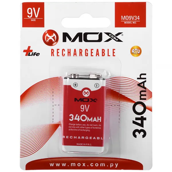BATERIA MOX MO9V34 9V RECARREGAVEL 340MAH