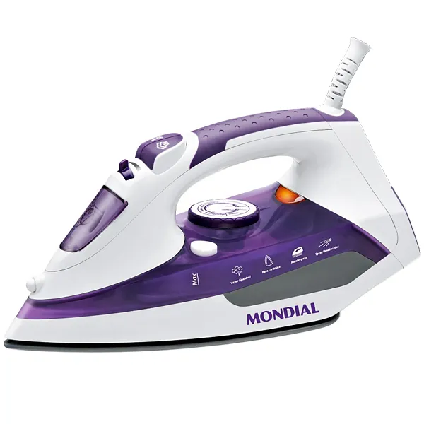 Ferro a Vapor Mondial Ceramic Express F-40 de 1.200 watts + Spray 127V ~ 60Hz - Branco/Roxo