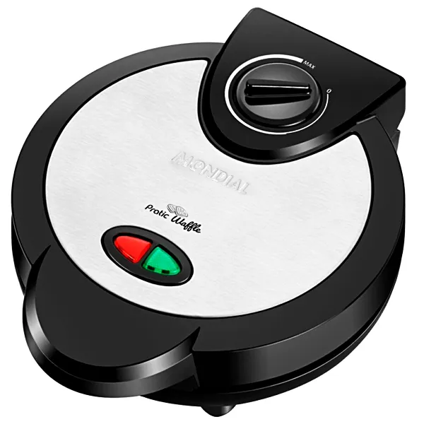 Máquina de Waffles Mondial Pratic GW-01 1.200 watts 127V ~ 60Hz - Negra/Plata