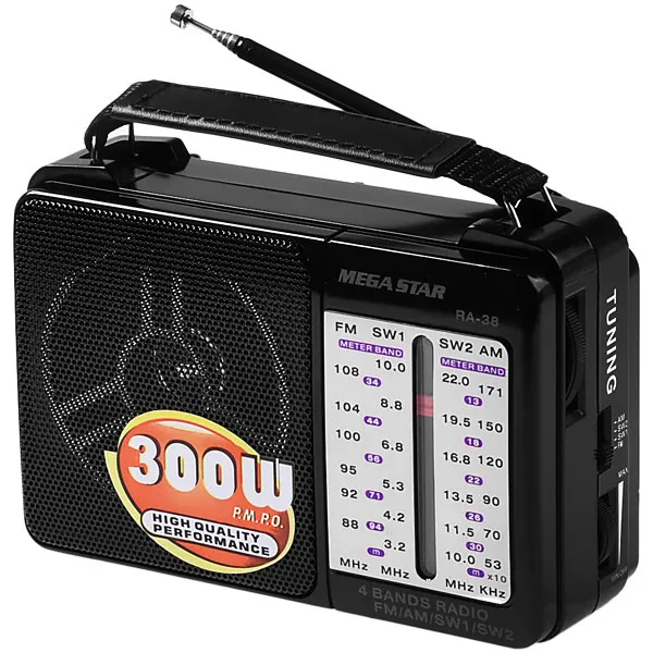 RADIO PORTATIL MEGASTAR RA38 FM AM SW 2V PRETO