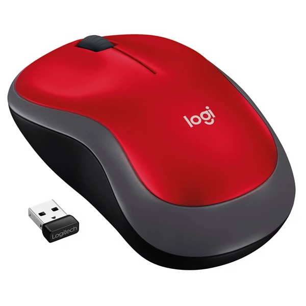 MOUSE LOGITECH M185 WIRELESS OPTICO VERMELHO/PRETO (3635)
