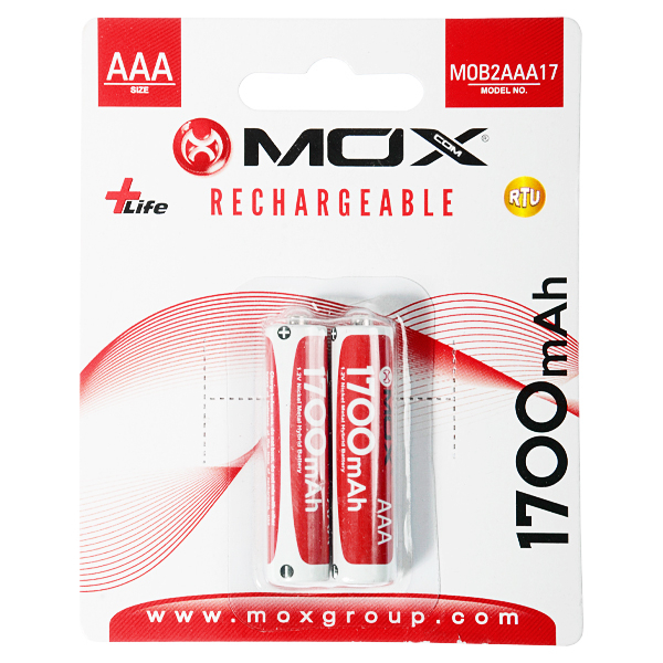 PILHA MOX RECARREGAVEL MOB2AAA17 1700MAH AAA C/2UNIDADES