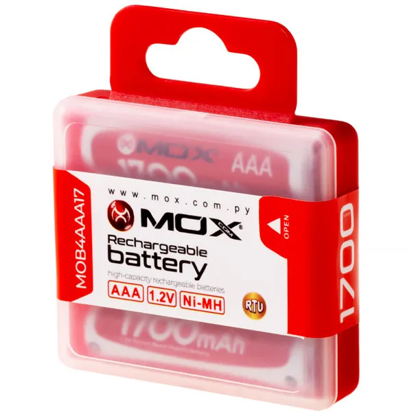 PILHA MOX RECARREGAVEL MOB4AAA17 1700MAH AAA C/4UNIDADES