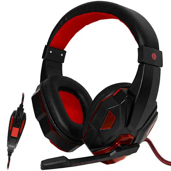 FONE SATELLITE AE-327R GAMING C/MICROFONE ARCO VERMELHO/PRETO