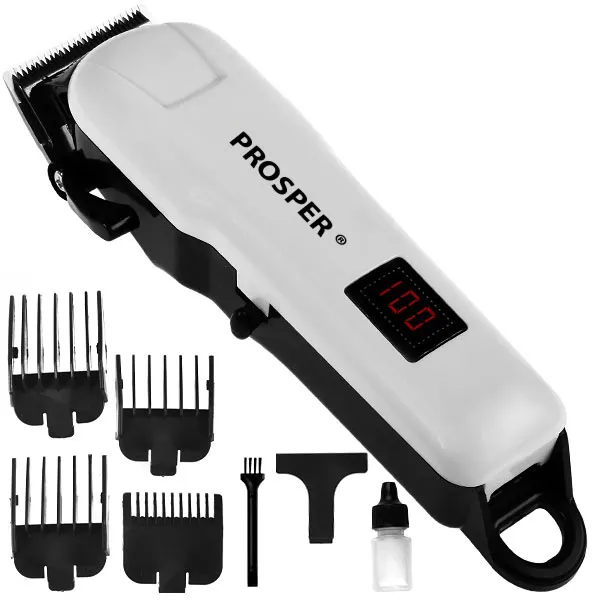 MAQUINA PROSPER P1900 HAIR CLIPPER RECARREGAVEL 2V BRANCO/PRETO