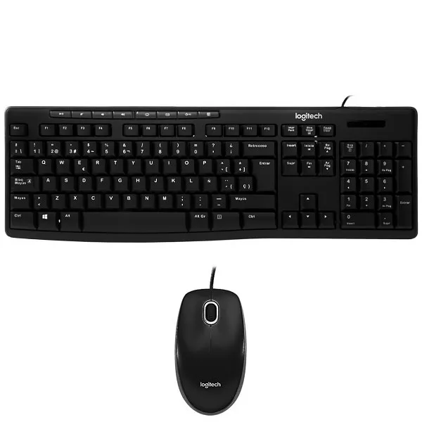 TECLADO LOGITECH MK200 USB ESPANHOL+MOUSE PRETO