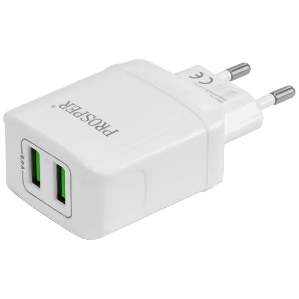 ADAPTADOR DE TOMADA USB PROSPER P-5502 30W 2SAIDA (PADRAO BR)BRANCO